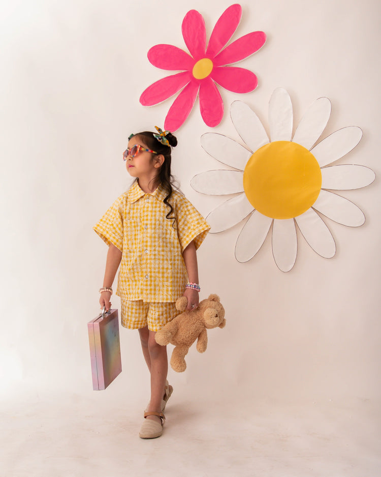 Lemon check shorts set