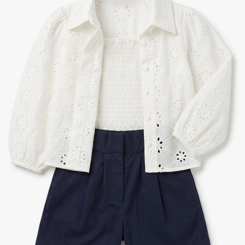 The Bluey white chikankari shorts Set