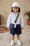 Linning Blue Shorts Set