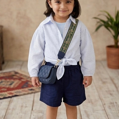 Linning Blue Shorts Set