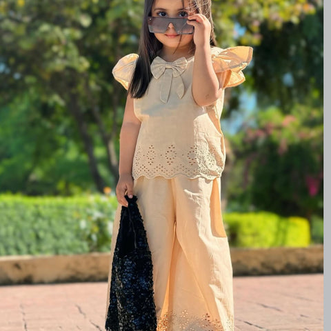 The beige chikankari set