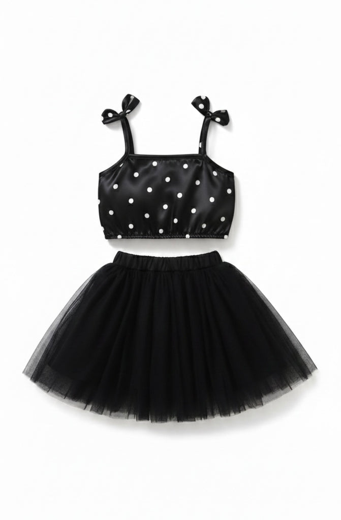 Polka Black skirt set