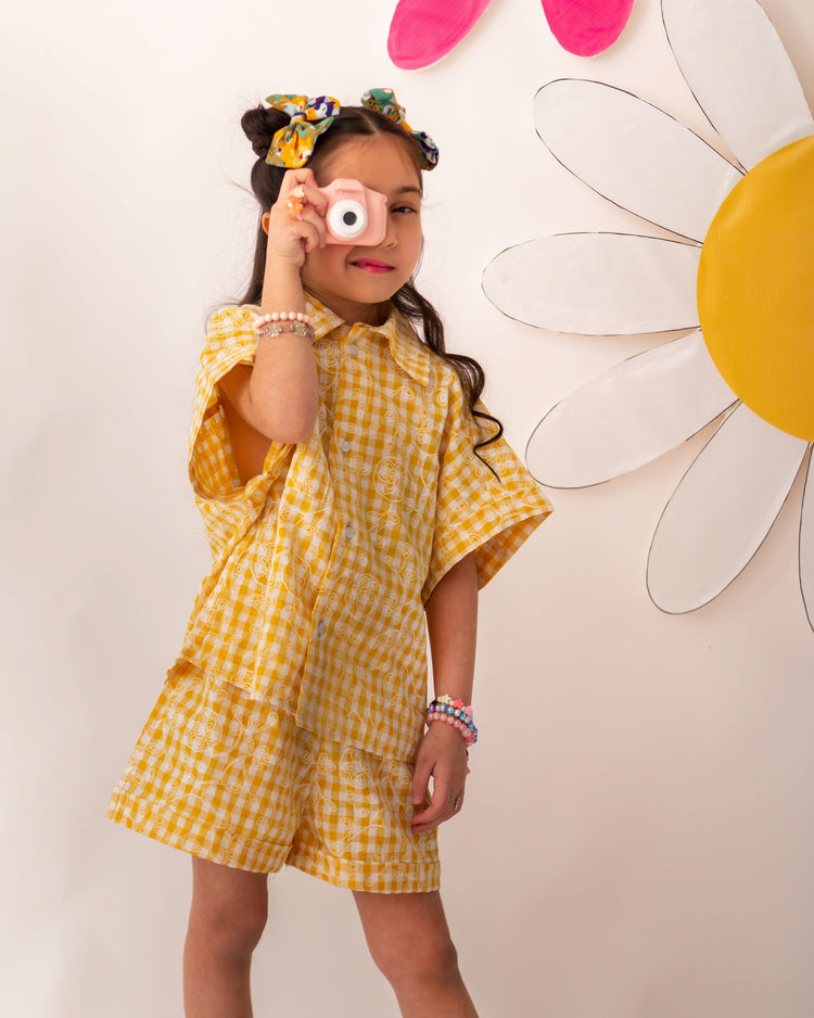 Lemon check shorts set