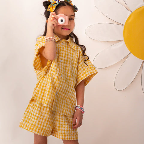 Lemon check shorts set