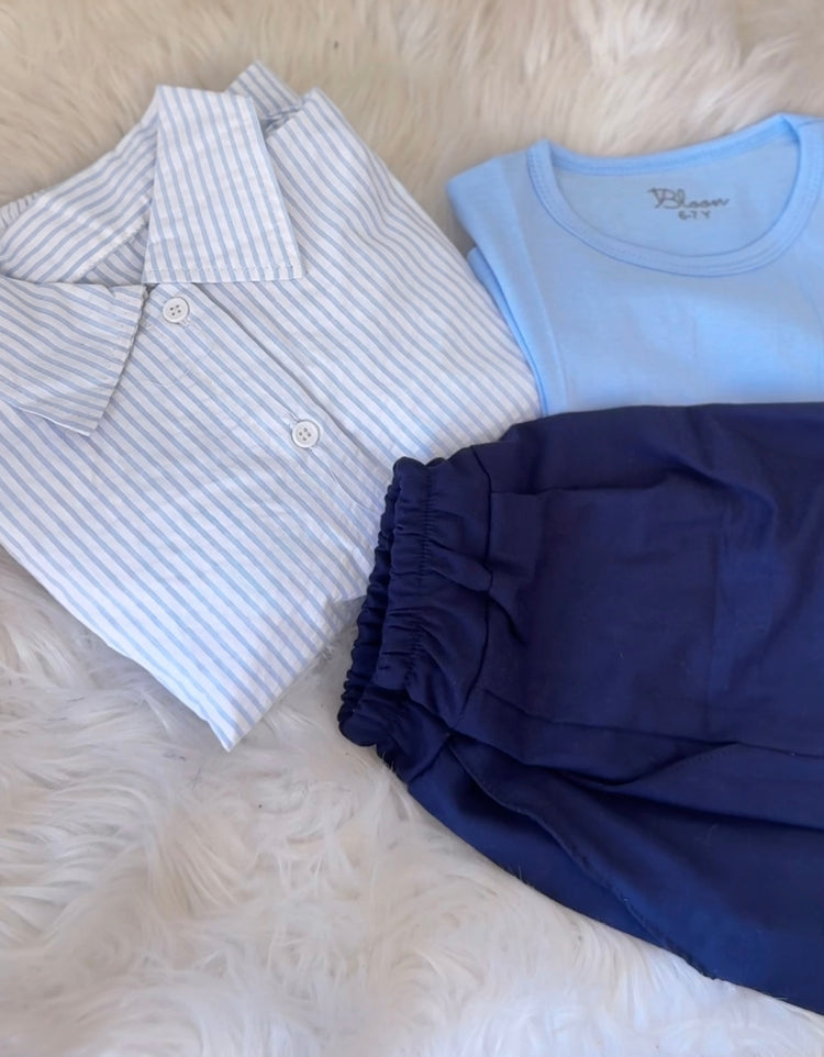 Linning Blue Shorts Set
