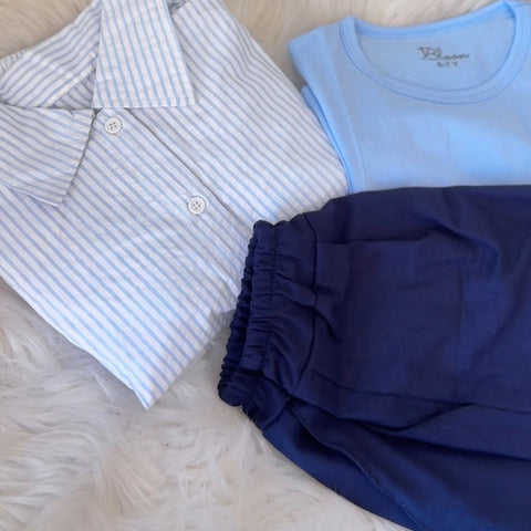 Linning Blue Shorts Set