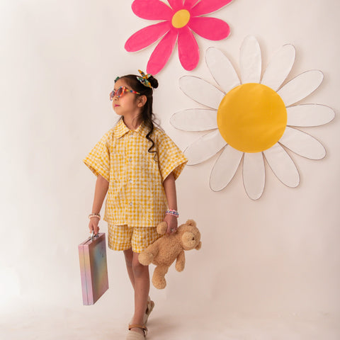 Lemon check shorts set