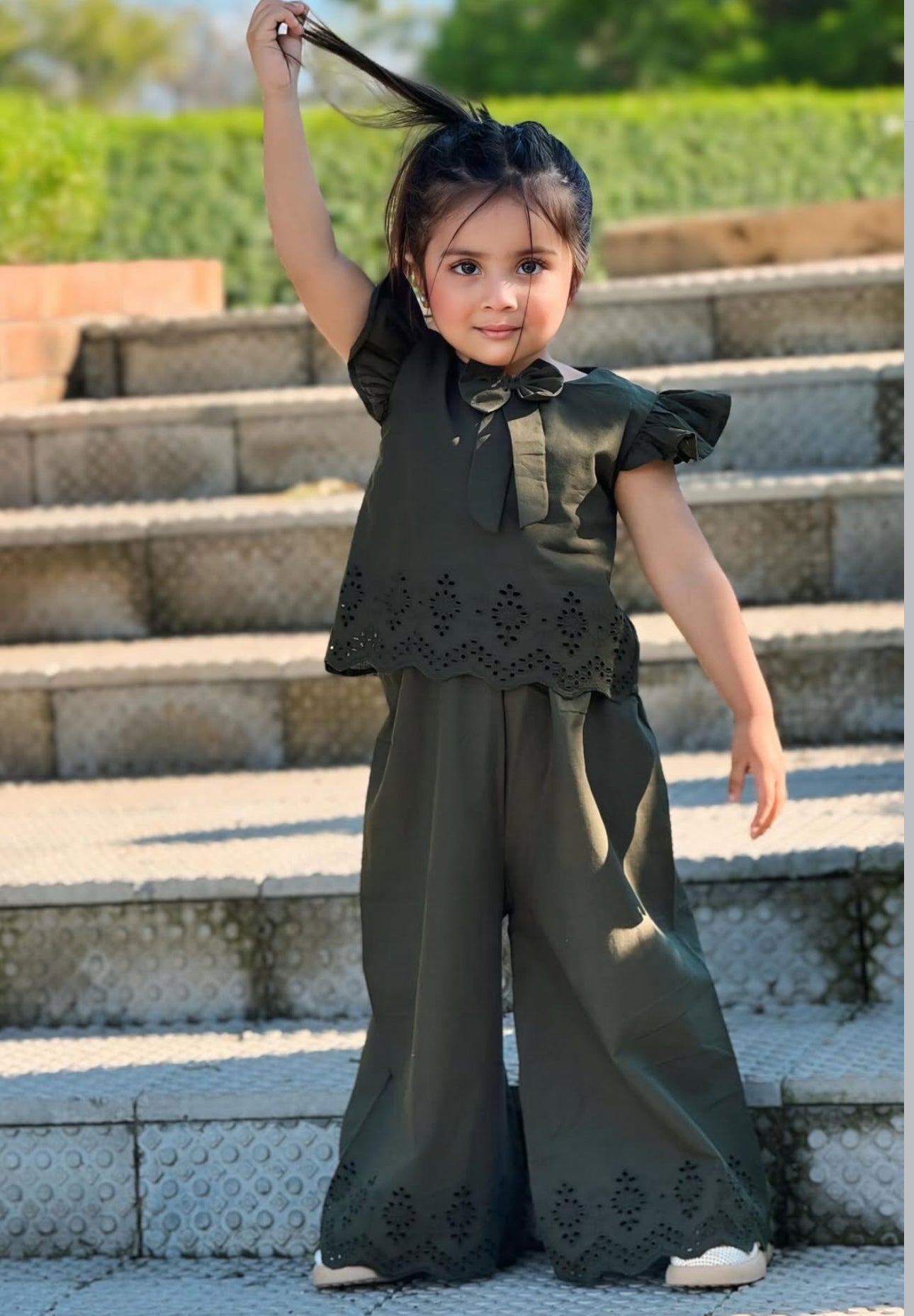 The olive chikankari set