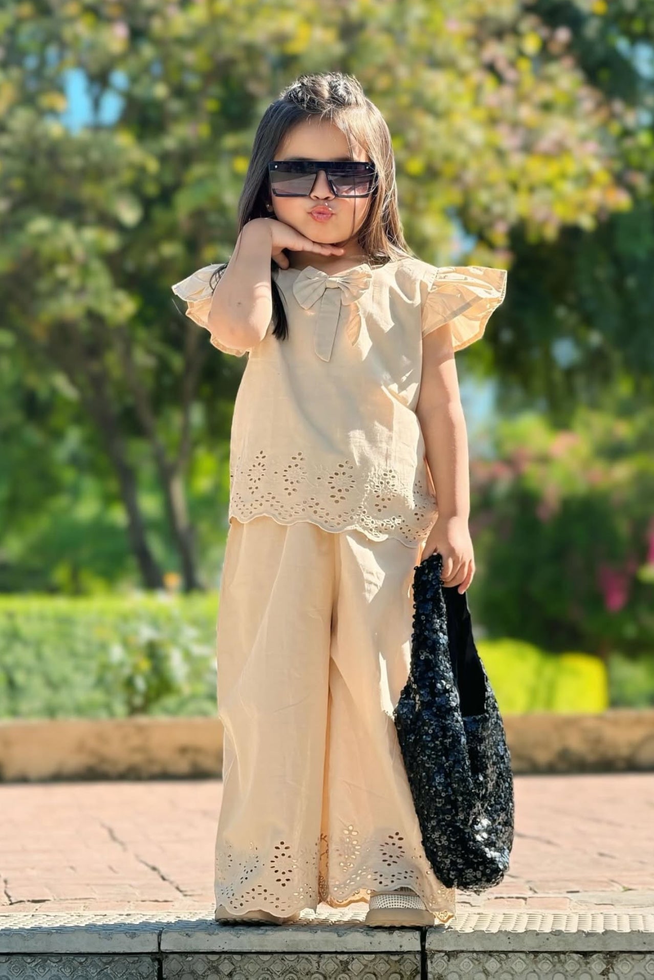 The beige chikankari set