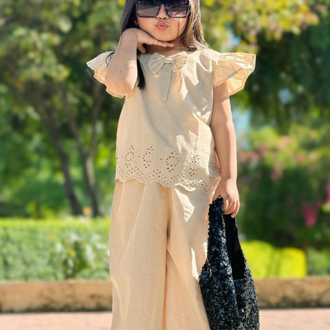 The beige chikankari set