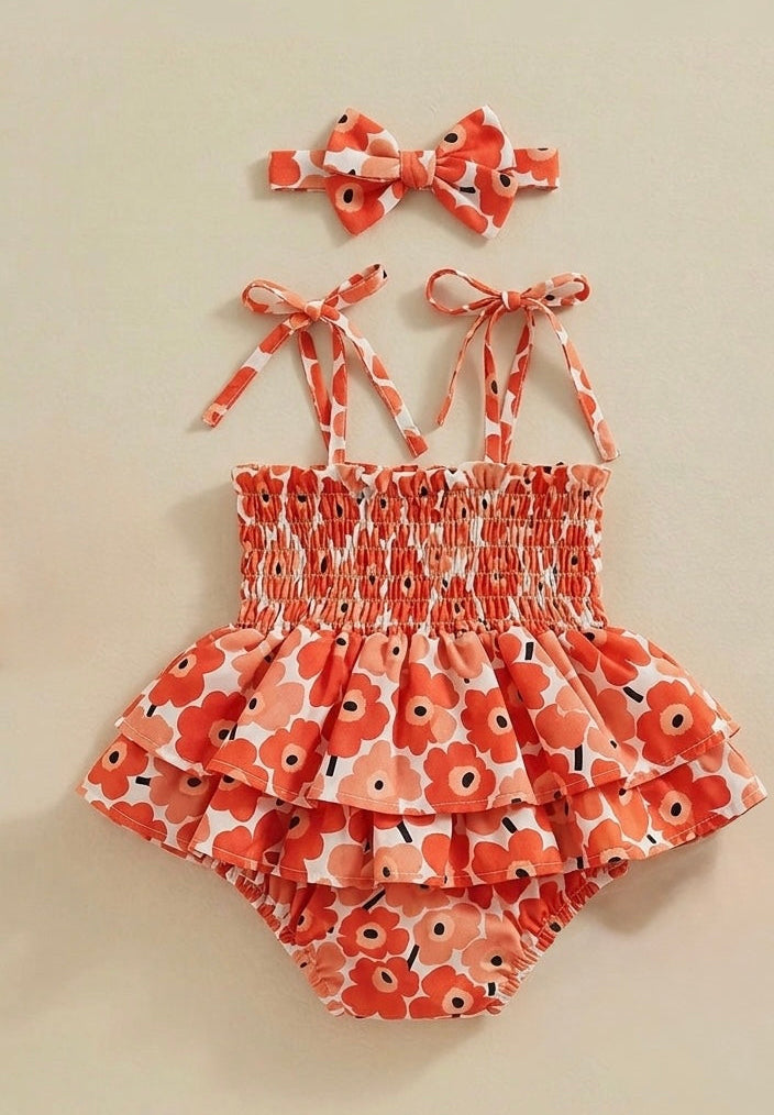 Orangey Meadows Romper