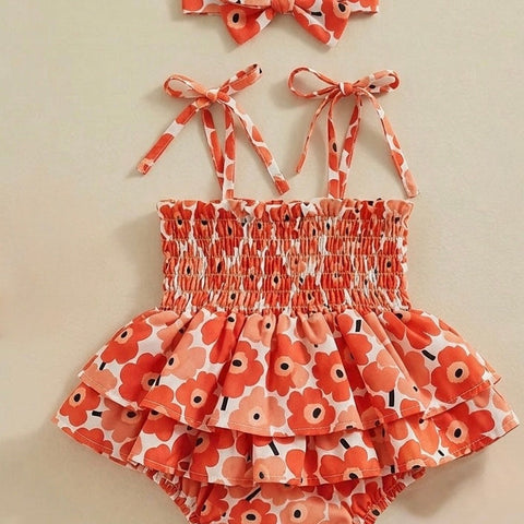 Orangey Meadows Romper