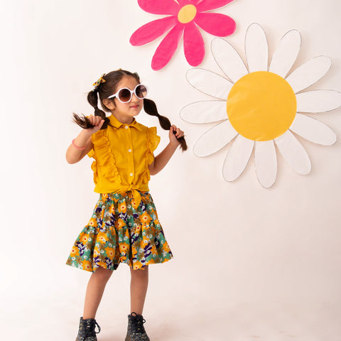 Yellow meadows skirt set
