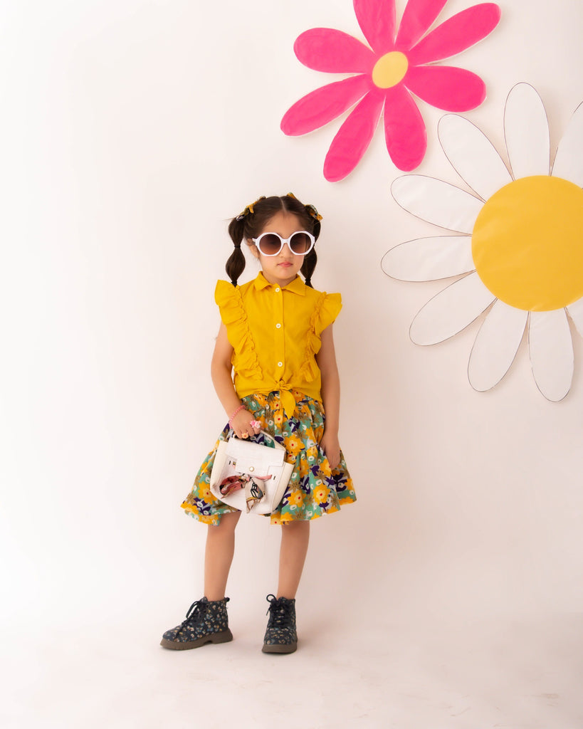 Yellow meadows skirt set