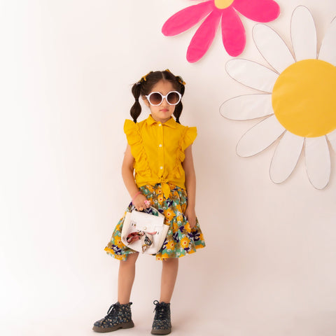 Yellow meadows skirt set