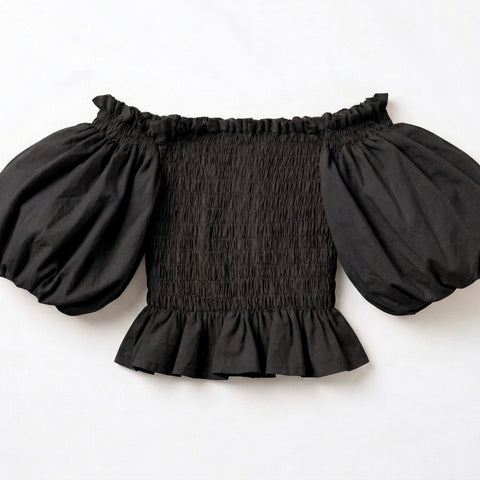 Gathered top Black