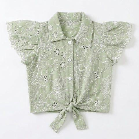 Chikankari sage green top