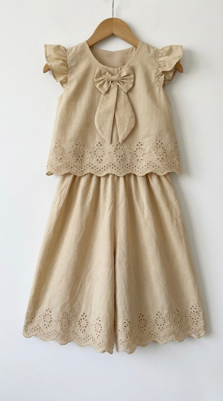 The beige chikankari set
