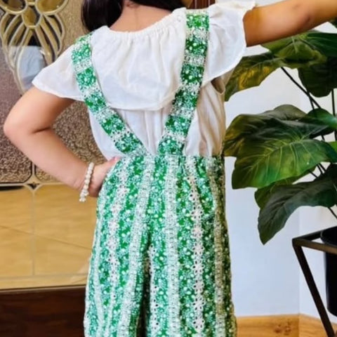 Green chikankari jumpsuit