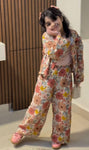 Flower pink trouser set
